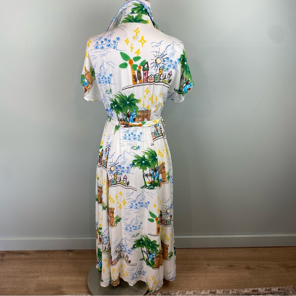NWT Taelynn Vacay Whimsical Destination Maxi Shirt fit & flare Dress Small - Picture 8 of 11